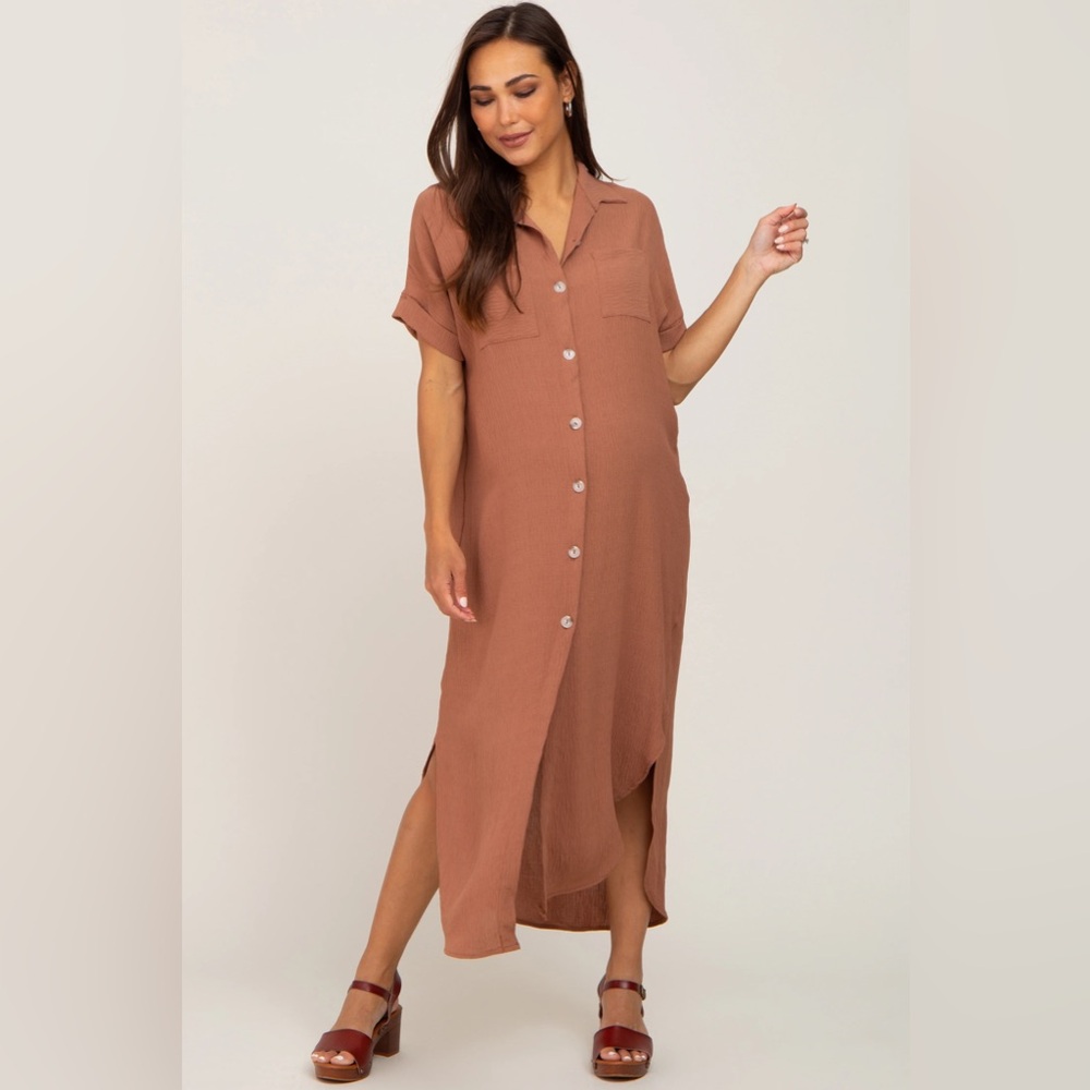 💎 Women’s Salt & Bit Button-Up Dress Size Medium in Rust